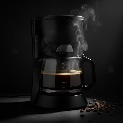 Image of 𝓓rumstone Drip Coffee Maker, 10 Cup Capacity, Black Coffee Machine with Glass Carafe & Easy Grip Handle, Auto Brew Function, Keep Warm Plate, Anti-Drip System for Home & Office Use