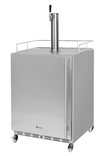 Image of Kegco 24 inch Wide Outdoor Single Tap Stainless Steel Left Hinge Kegerator with Dispense Kit