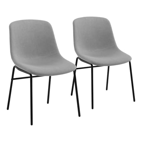 BASETBL Dining Chair Set of 2pcs with Solid Iron Legs, Desk Chairs with Soft Seat Cushion, Suit for Living Room & Bedroom, Gray Cover
