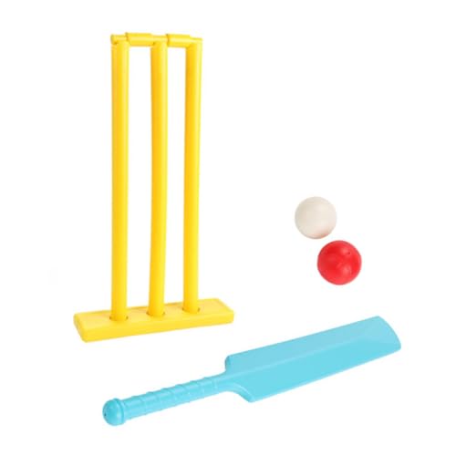 TAZIZI Juego de críquet para niños, juego de bate de críquet de plástico, bate y soporte de pelota y mecha, para adultos, niños, principiantes, para playa, patio trasero, jardín