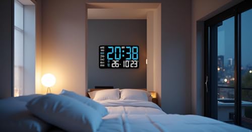 Image of AERYS 9-Inch Digital Alarm Wall Clock, Table Clock, Large LED Display, Adjustable Brightness,12 /24 Hour Format, Dual Alarms,Date&Temperature Display,for Home, Office, Bedroom, Living Room, Home Decor