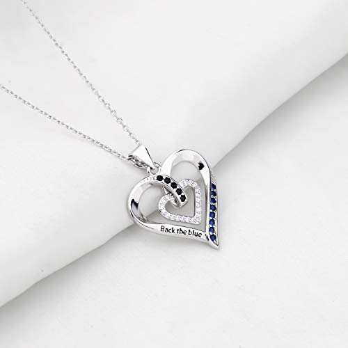 KUIYAI Back The Blue Necklace Police Wife Mom Gift Thin Blue Line Necklace Deputy Wife Jewelry Support Law Enforcement Gift3
