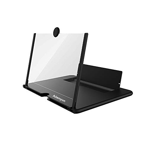12 Screen Magnifier 3D Smart Mobile Phone Movies Amplifier with Leather Foldable Holder Stand for Any Smartphone, for iPhone X / 8/8 Plus / 7/7Plus and All Other Smart Phones