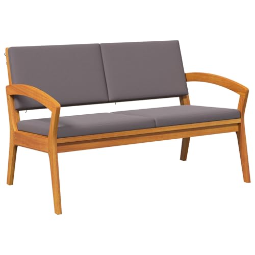 Banco Moderno de Exterior vidaXL Con Cojines Madera de Acacia Acabado en Color Antracita Para Jardín o Patio Asientos Cómodos para 2 Muebles Estilosos y Duraderos Solución Resistente a la Intemperie