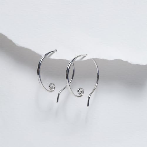Boma Jewelry Sterling Silver Open Pull Through Sprial Threader Hoop Earrings3