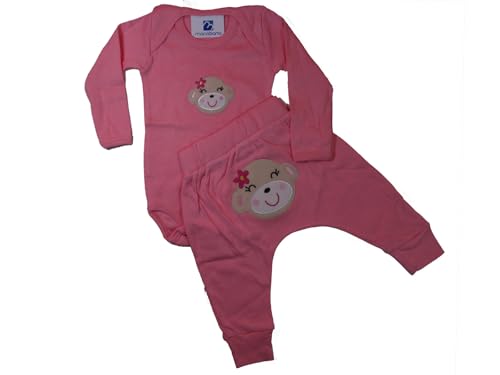 Conjunto Infantil Body e Calça de Suedine 100% Algodáo Bebe P M G Unisex Manabana Cores (Pink Urso, 3)