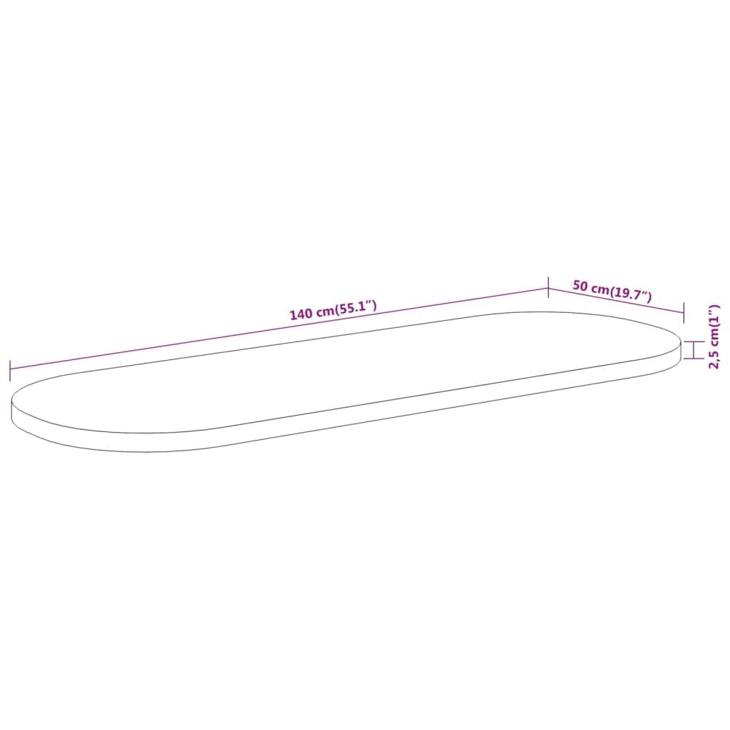 vidaXL Dessus de Table, Plateau de Table, Dessus de Table de Remplacement Salle de Séjour Intérieur, 140x50x2,5 cm Ovale Bois Massif d'Acacia