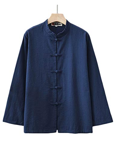 Womens Cotton Linen Casual Long Sleeve Loose T-Shirt Tops Button Down Blouse Cardigan Shirts2