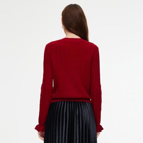 Image of GOELIA Women Wool Blend Lightweight Cardigan Sweaters 2026 Spring Business Casual Solid Long Sleeve Knitted Cardigan Top