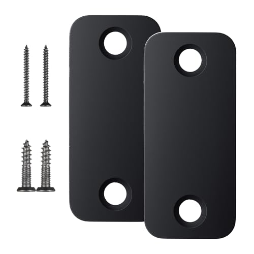 2 Set 1" x 2-1/4" Stainless Steel Door Edge Hole Filler Plate, Door Hole Cover Plate, Matte Black Door Strike Filler Plate, Deadbolt Cover Plate for Increasing Home Security on Entry