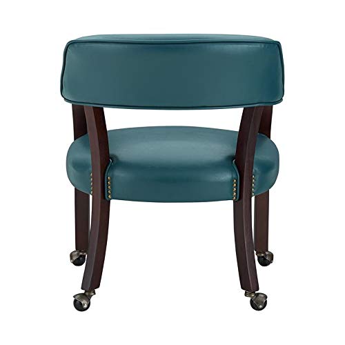 Bowery Hill Captain's Poker Game Arm Chair With Casters In Teal Vinyl #TOP2