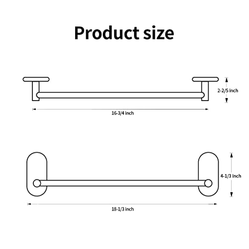 HouseAid 18 Inch Self Adhesive Towel Bar for Bathroom, Stainless Steel Adhesive Hand Towel Rod, No Drilling Modern Towel Holder, Matte Black by HouseAid - Image 6