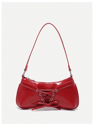Image of Verdusa Women's Y2K Purse Coquette Bow Tie Vintage Shoulder Bags Lace PU Leather Kawaii Handbag
