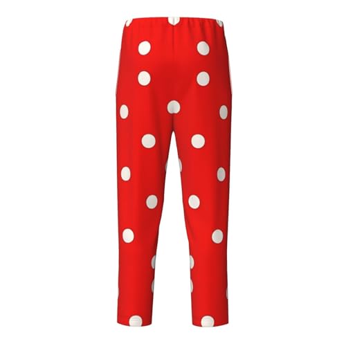 Pajama Pants Pajama Bottoms with Elastic Waistband Sleepwear Lounge Pants, White Dots Red Background2