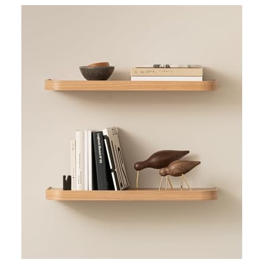 Kazai.® Floating Shelves for Wall 'Toke' | Set of 2 Small Mounted Wooden Shelf Units | Modern Wall Decor & Storage for Living Room, Bathroom, Kitchen, Bedroom & More | Oak