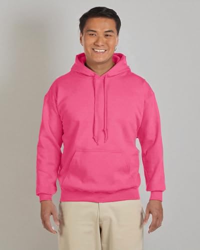 Image of Gildan Men's Heavy Blend Drawcord Hooded Sweatshirt, Safety Pink