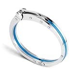 My Daily Styles Men s Stainless Steel Handcuff Bracelet Two-Tone Or Solid Color, Durable Cable Link, Adjustable Fit 8