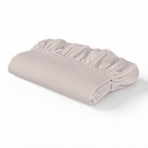 RUVANTI 100% Cotton Fitted Full Sheet Set, Percale Weave – Soft Beige