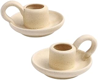 TOPBATHY 2pcs Ceramic Taper Candle Holder Handle Candle Holder Candlestick Holders Vintage Table Centerpiece Wedding Dinning Party Decorations