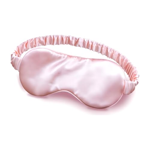 Máscara de Dormir Premium em Cetim Tapa Olho Blackout Macio e Confortável Para Sono Profundo Protetor Ocular Noturno com Elástico Ajustável (Rosa)