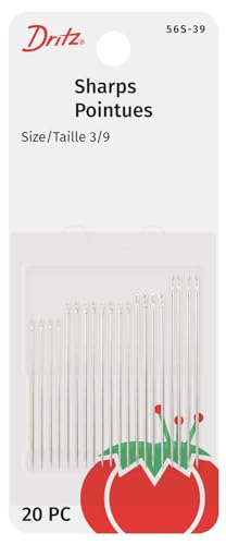 Dritz 56S-39 Sharps Hand Needles, Size 3/9, Nickel (20-Count)