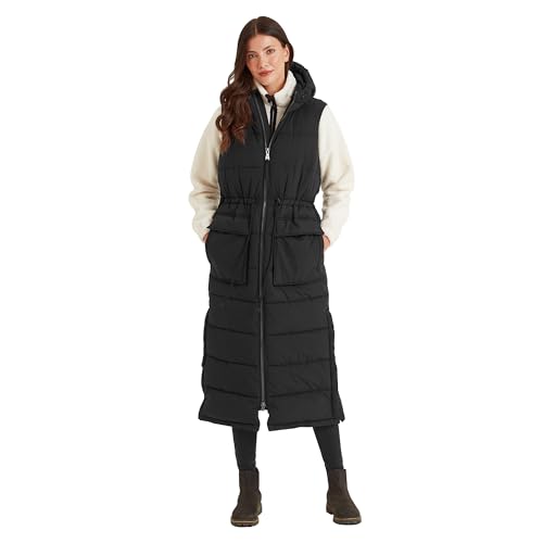 TOG24 Welham Womens Long-Length Padded Gilet Extra Long Bodywarmer Water-Repellent Coating (DWR) Wind-Resistant & Warm Toggle Adjusters On Hood & Waist Insulated Filling Made From Recycled Materials