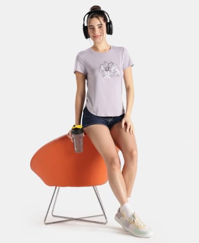 Image of Jockey IW31 Women Micro Modal Fiber Elastane Stretch Relaxed Fit Graphic Print Round Neck Half Sleeve T-Shirt with Curved Hem Styling (Prints May Vary)