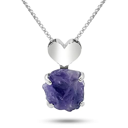 Natural raw Amethyst Heart Pendant...