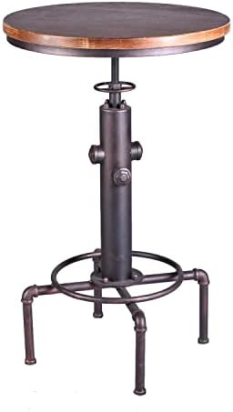 Topower Industrial Bar Table 31.5-41.3" Adjustable Pub Table Kitchen Dining Coffee Bistro Table (Bronze)