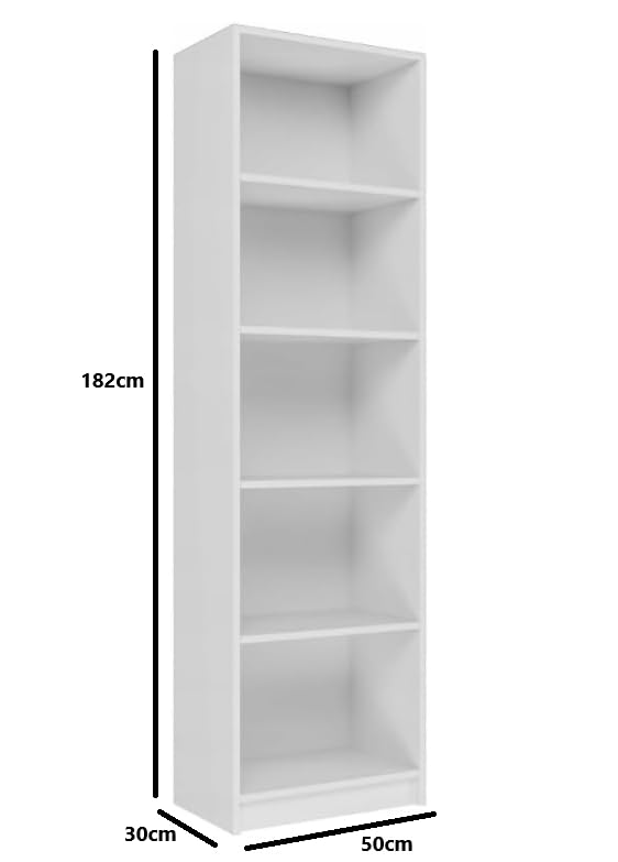 BDW Bücherregal 5 Fächer Standregal Aktenregal Wandregal Raumteiler Regal Raumtrenner Büroregal Mehrzweckregal 50x30x182cm Holzwerkstoff (Eiche Sonoma)