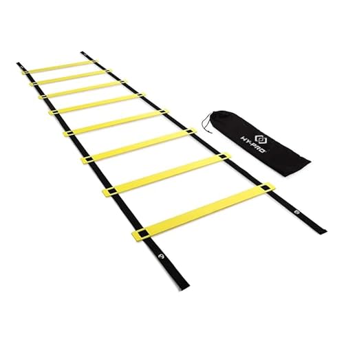 Hy-Pro 6m Agility Training Ladder - Professional Football Equipment with 14 Adjustable Rungs - Speed & Footwork Development Tool for Football Training - Includes Carry Bag