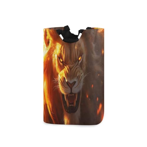 Jihqo Laundry Hamper Basket Fierce Lion Collapsible Nursery Storage Bin Waterproof Clothing Baskets for Home Bedroom Bathroom Washing Room