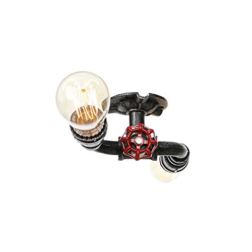 OZBMA Industry Ceiling Lamp 2 Light,Ceiling Illumination for Loft Dining Room Bedroom Cafe,Vintage Retro Edison Ceiling Lighting with Red Valve Deco,Water Pipe Steampunk Ceiling Lights - steampunk buy now online