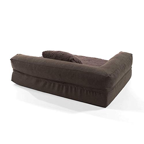 brunolie Odin Hundebett Hundesofa, waschbar, orthopädisch und rutschfest, Hundekissen mit Abnehmbarer Lehne, hundekorb, Größe S 80x60 cm