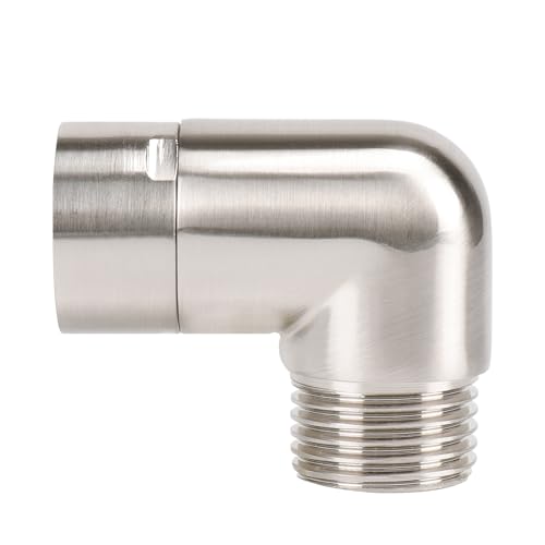 NearMoon Shower Elbow Adapter, Solid Brass G1/2\" Shower Arm Extension for Connecting Shower Head, 90 Degree (Brushed Nickel)
