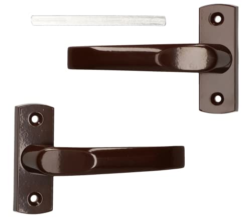 KOTARBAU® Juego de manillas para puerta, Manillas de puerta con placa corta, Manillas de aluminio ZnAl - marrón, 2 Manetas, Manijas diseño clásico, Picaportes de palanca