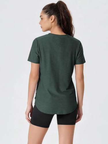 Image of ODODOS Women's Short Sleeve Performance V-Neck Tunic Tops, Ultra Soft odSTRATUM Tech Tee, Side Slit Relaxed T-Shirts