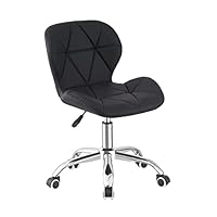LSBIKE Desk Chair Adjustable Height Swivel Vanity Chair PU Leather Home Office chair for Bedroom Studying Computer Chair with Chrome Legs Rolling Wheels