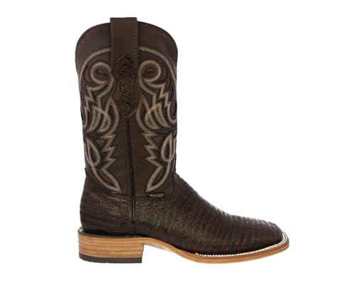Texas Legacy Mens Brown Cowboy Boots Teju Lizard Print Leather Square Toe2