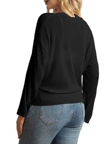 Women's Lightweight Wrap Sweater Pullovers V Neck Tops Tie Side Loose Fit Going Out Blouse2