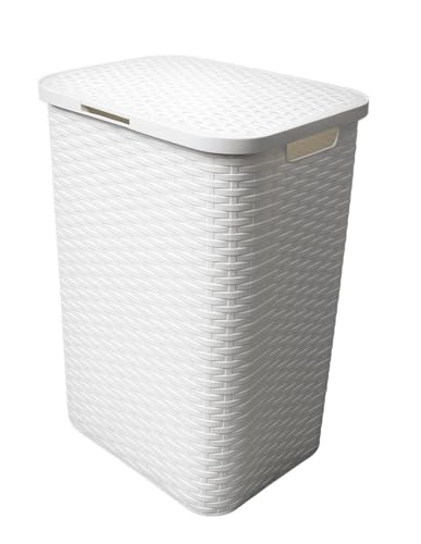 Miniatura 7 de Jardin202 - Pongotodo Diseño Rattan Para Colada - Cesto Para La Ropa Sucia 60 Litros Blanco