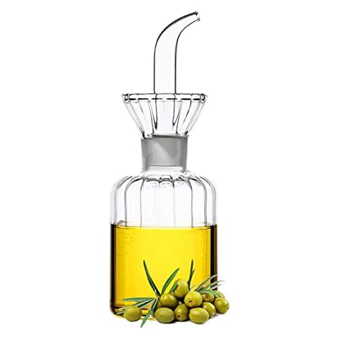 HAIZEEN 5 oz / 150ml Olive Oil Dispenser Bottle/Oil Bottle Dispenser/Oil Cruet, No Funnel Needed Olive Oil and Vinegar Dispenser Glass Cruet Decanter for Kitchen. Cover