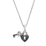 Dazzlingrock Collection Damen-Halskette mit Herzschloss und Schlüsselanhänger, 0,15 Karat (ctw), rund, schwarz und weiß, erhältlich in 10 K/14 K/18 Karat Gold und 925er Sterlingsilber