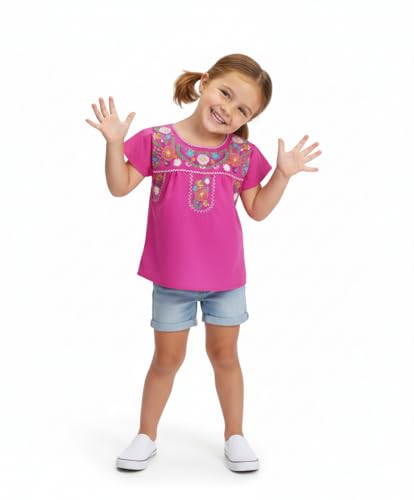 Image of unik Girls Cotton Embroidered Floral Blouse for Birthdays, Cultural Events, Cinco De Mayo