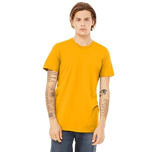 Unisex Casual Cotton Reactive-Dyed Dischargeable Customize Post Your Image Text Jersey Short Sleeve Tee (Yellow, XS)