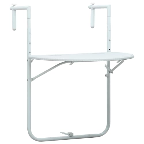 Table de balcon pliable plastique aspect rotin anti UV meuble extérieur petit espace