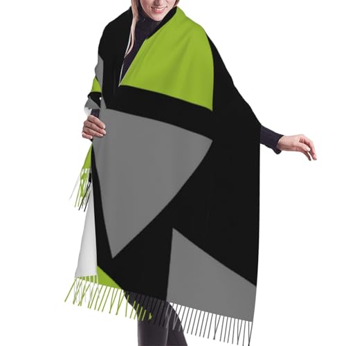 Dyale Triangles Lime Green Black Gray Cashmere Fringe Scarf Autumn And Winter Silk Scarves Are Super Soft And Warm - Fashion Accessory Ideal Gift