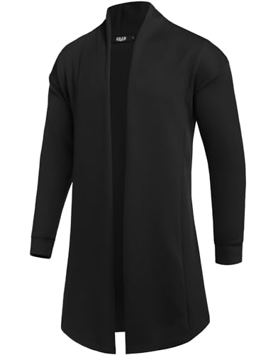 Mens Cardigan Texture Fashion Long Sleeve Shawl Casual Open Front Drape Cape Overcoat4