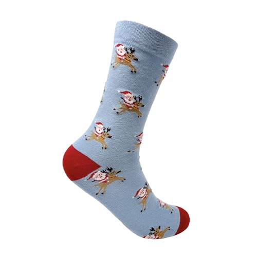 Image of Mint & Oak Printed Christmas Socks For Men, Cotton Crew Colorful Secret Santa Gift Box for Men, Xmas Calf Length Boys Socks With Fun Prints - Gift Box