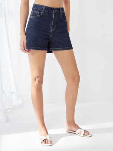 Image of Miss Chase Women's Relaxed Fit Highly Distressed Mid Rise Ripped Denim Shorts